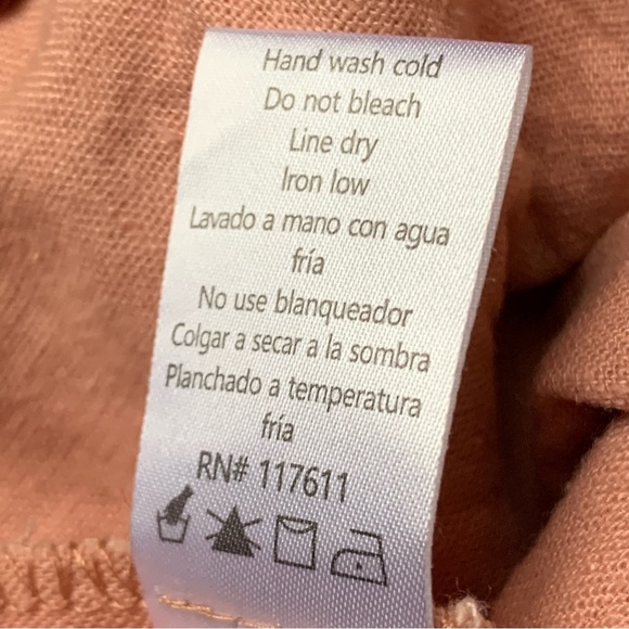 HAVE Paper Bag Pants Linen Blend Pink High Waist Belted Modern Beachy Size Small - Picture 7 of 8